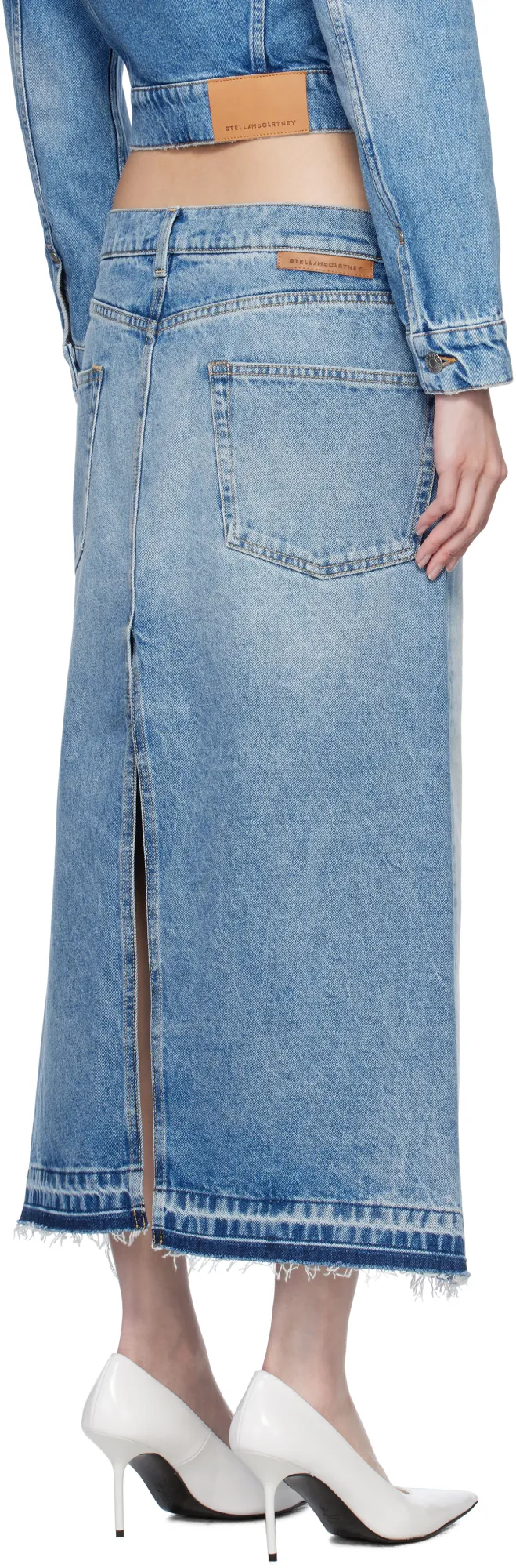 Contrast Panel Denim Skirt