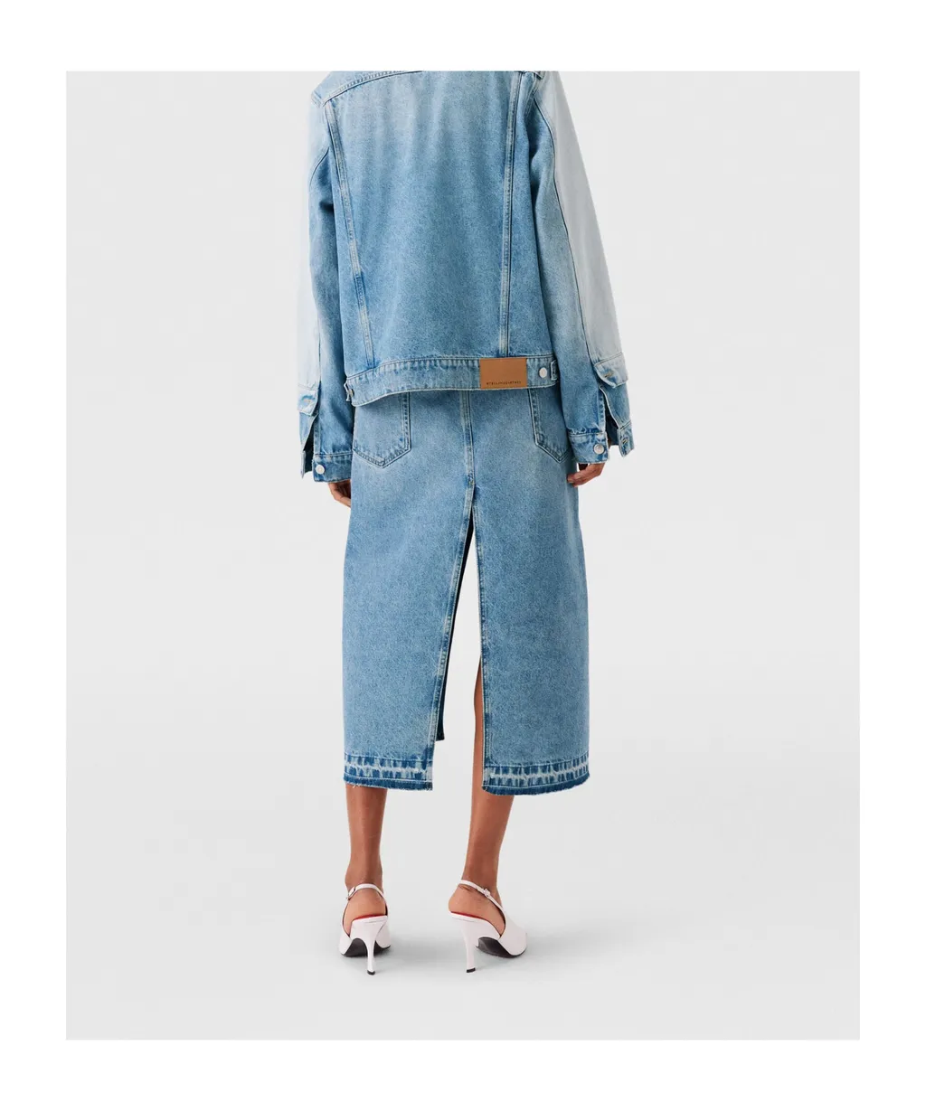 Contrast Panel Denim Skirt