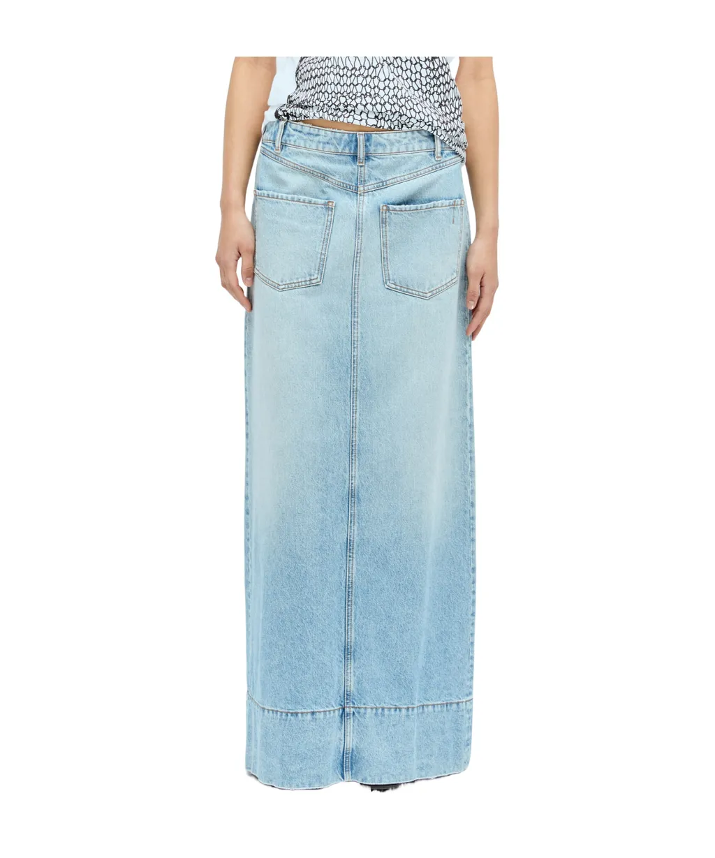 Piave Logo Patch Denim Skirt