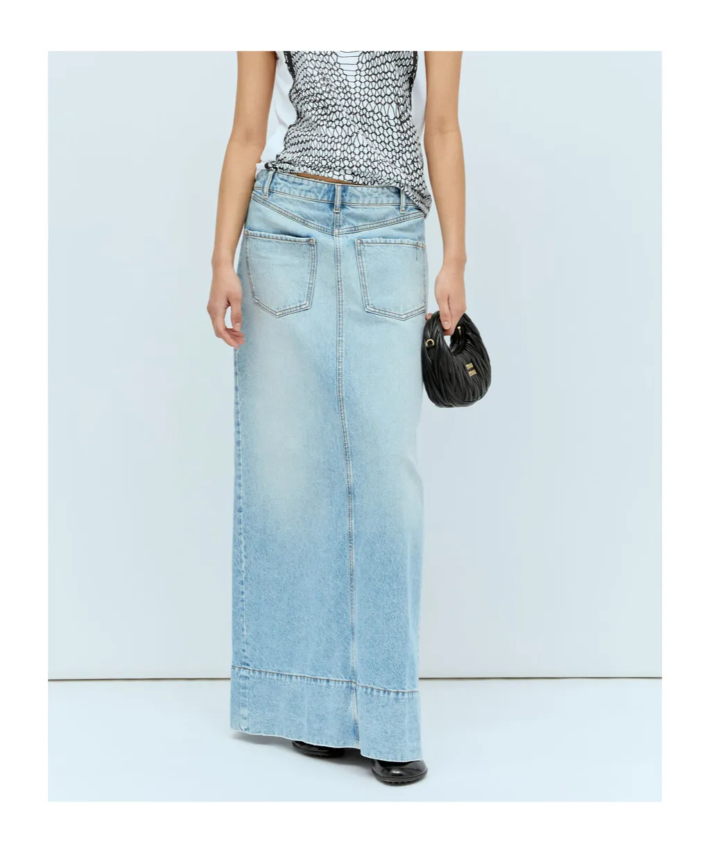 Piave Logo Patch Denim Skirt