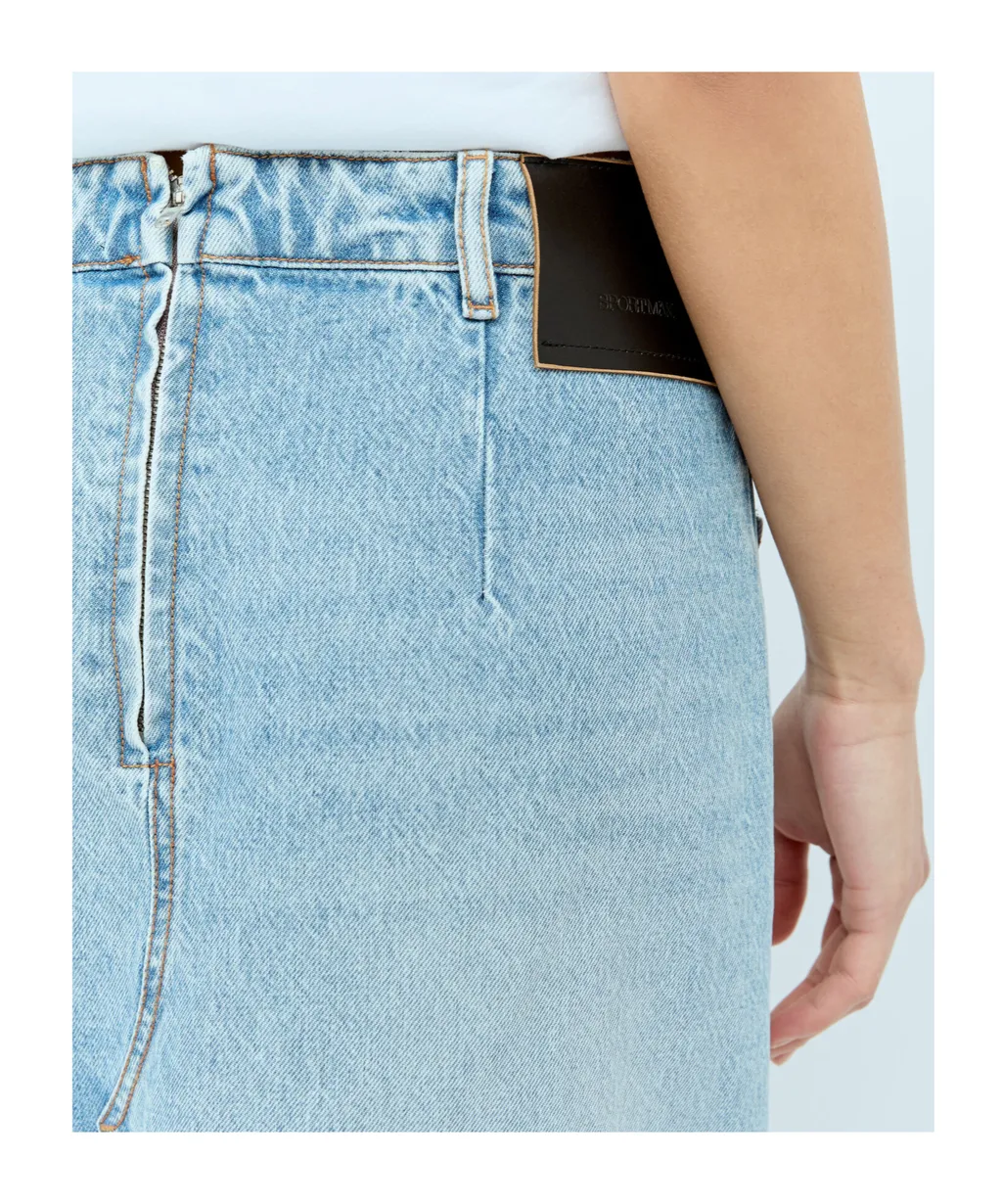Piave Logo Patch Denim Skirt