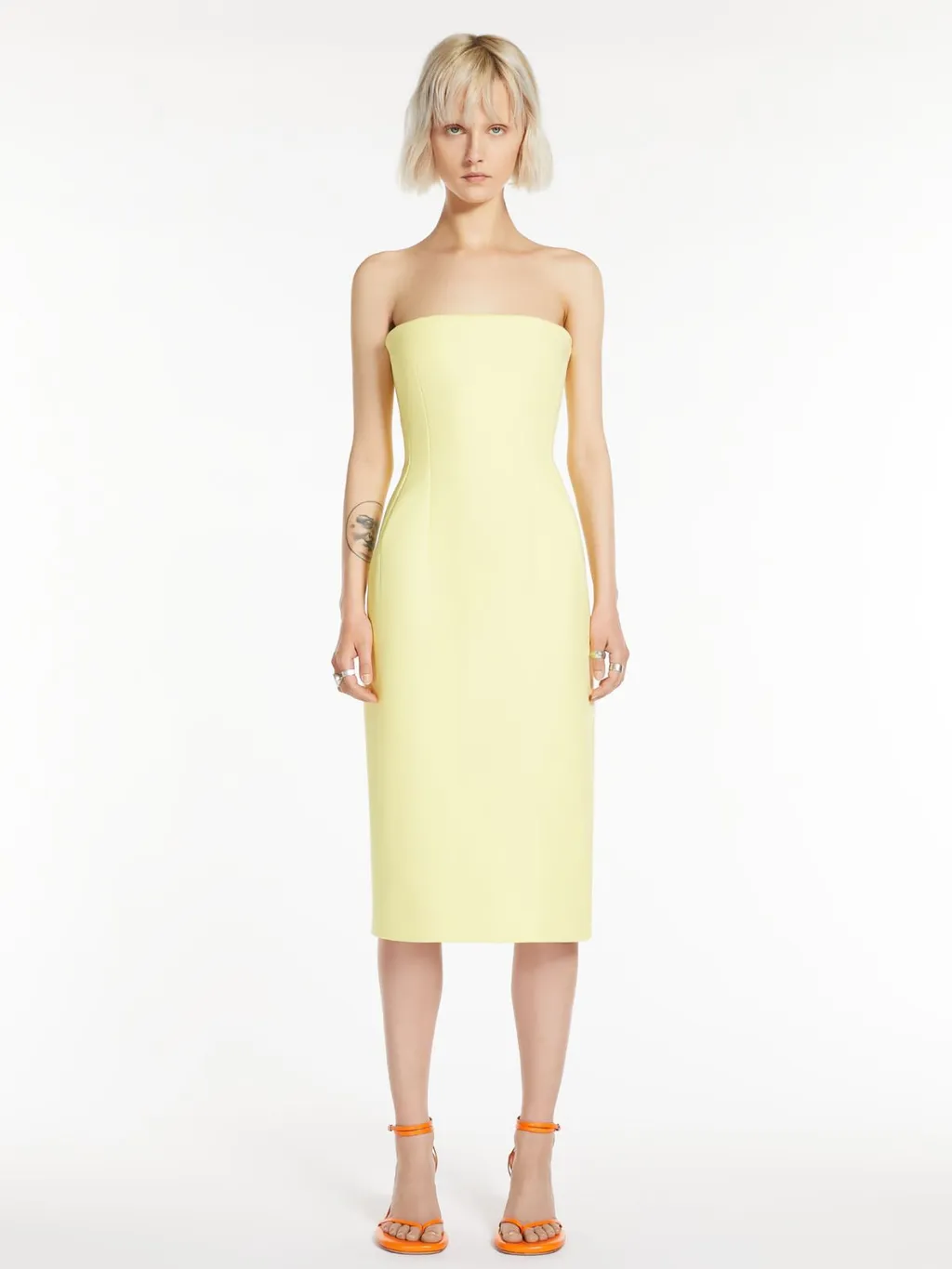 Zip Detailed Strapless Dress