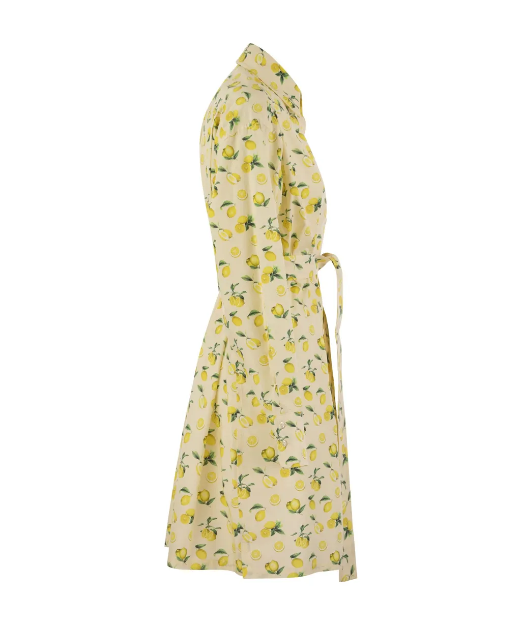 All-Over Patterned Long-Sleeved Dress