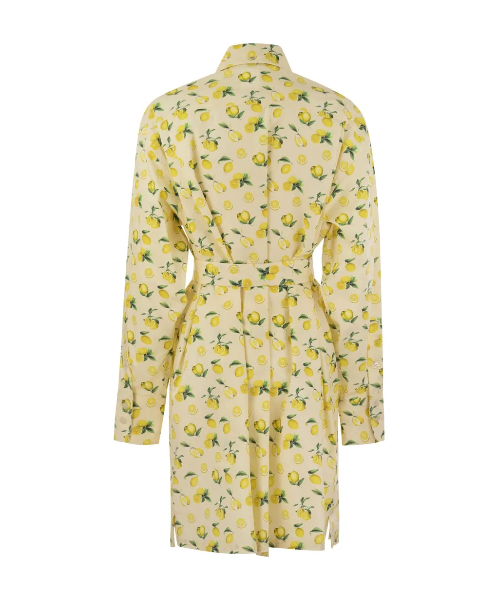 All-Over Patterned Long-Sleeved Dress