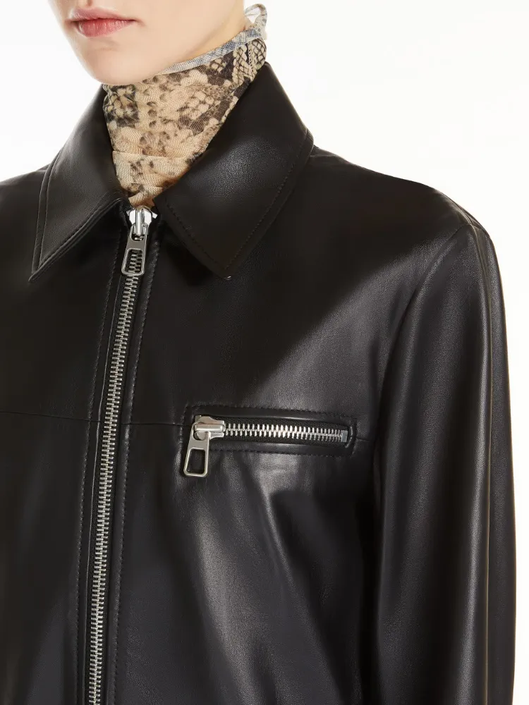 Front Zipper Leather Jacket