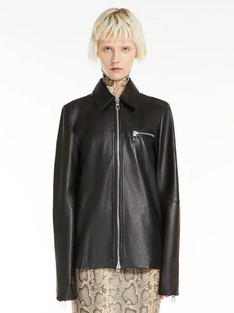Front Zipper Leather Jacket