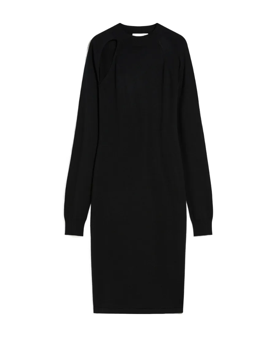 High-Necked Long-Sleeved Wool Dress