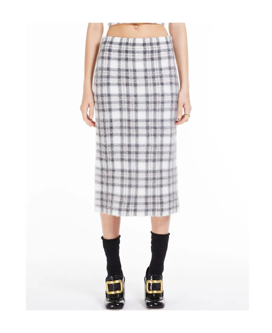 Check-Pattern Midi Skirt