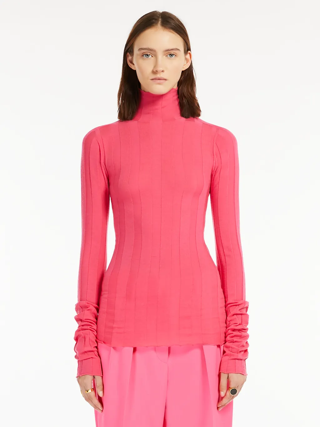 High-Neck Wide-Ribbed Top