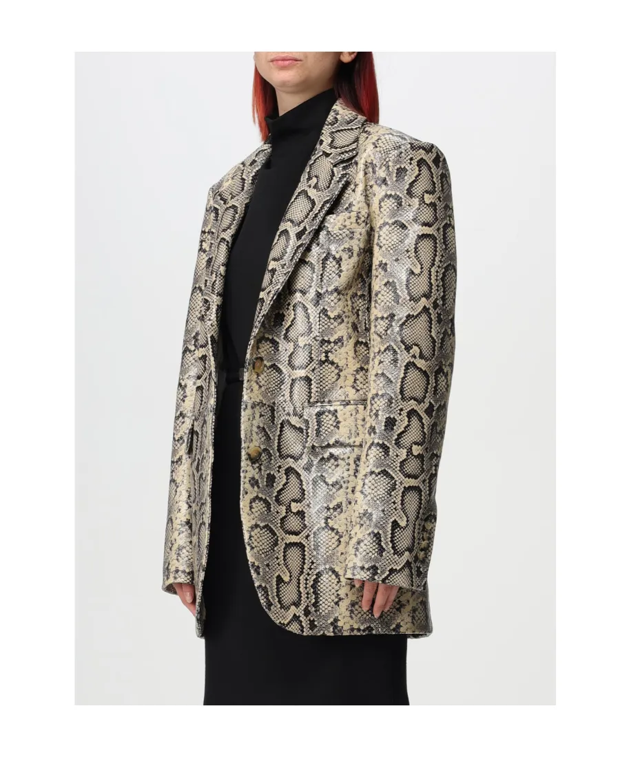 Snakeskin-Pattern Single-Breasted Blazer