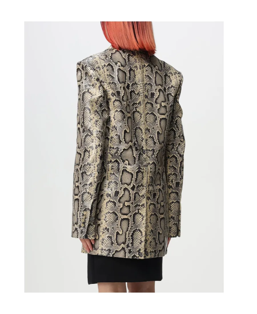 Snakeskin-Pattern Single-Breasted Blazer