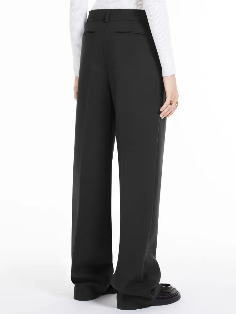 Wide Stretch Wool Casual Pants