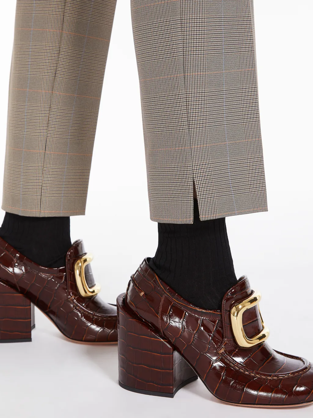 Check Straight Casual Pants