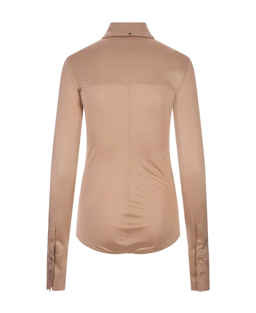 Satin-Finish Point-Collar Bodysuit
