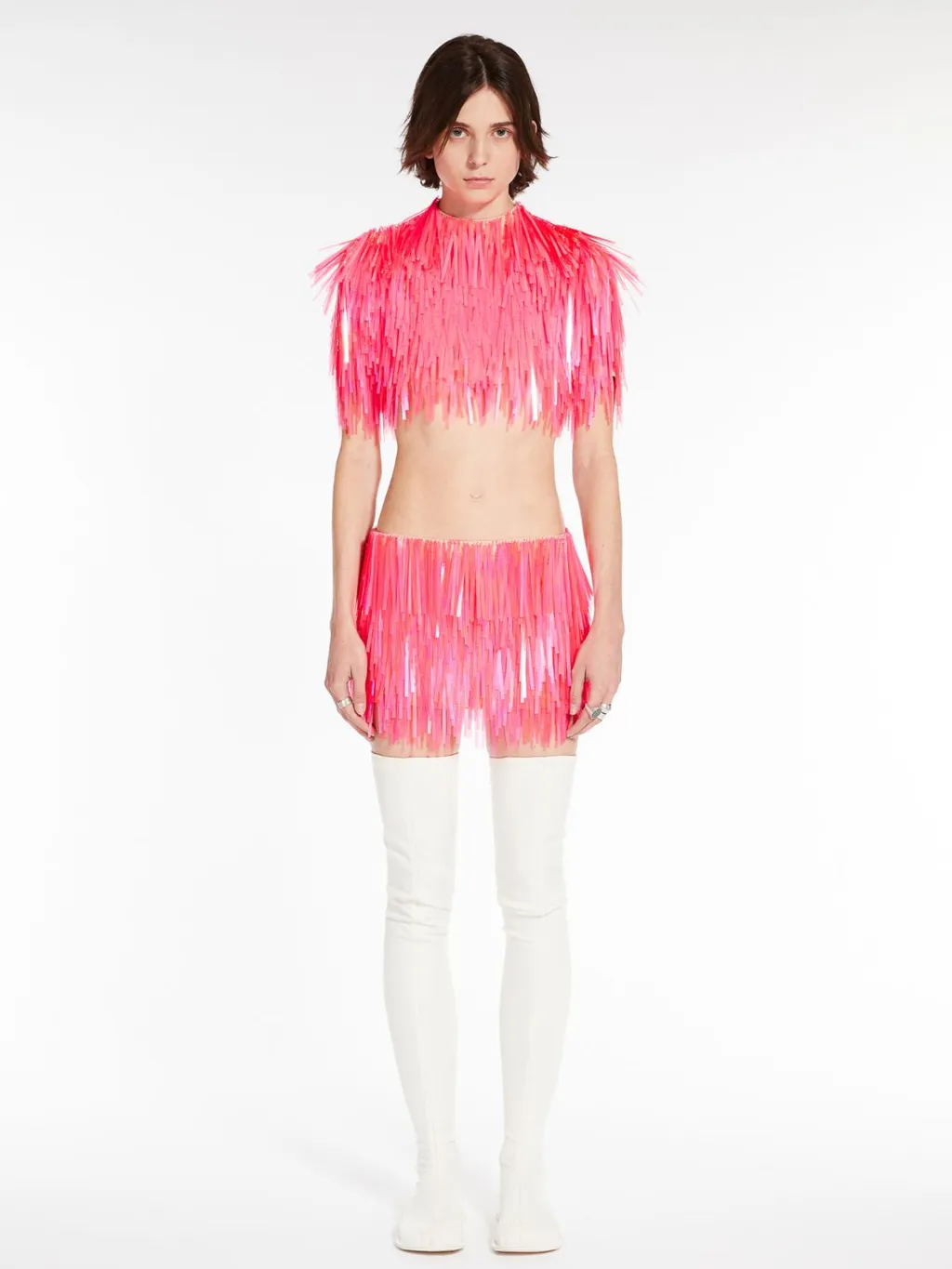 Fringe-Design Tiered Mini Skirt