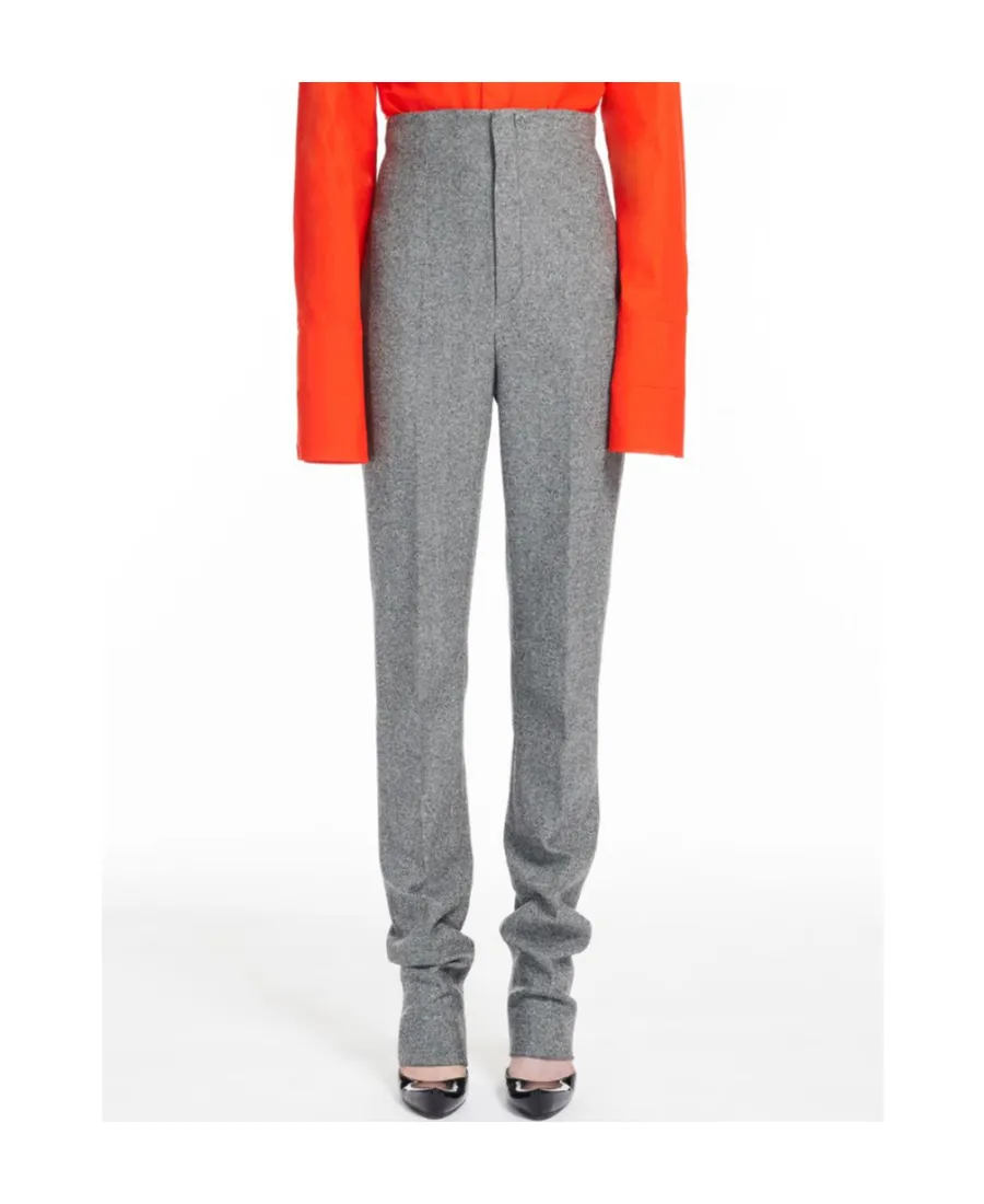 Chevron-Knit High-Waisted Trousers