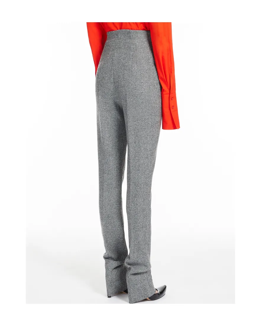 Chevron-Knit High-Waisted Trousers