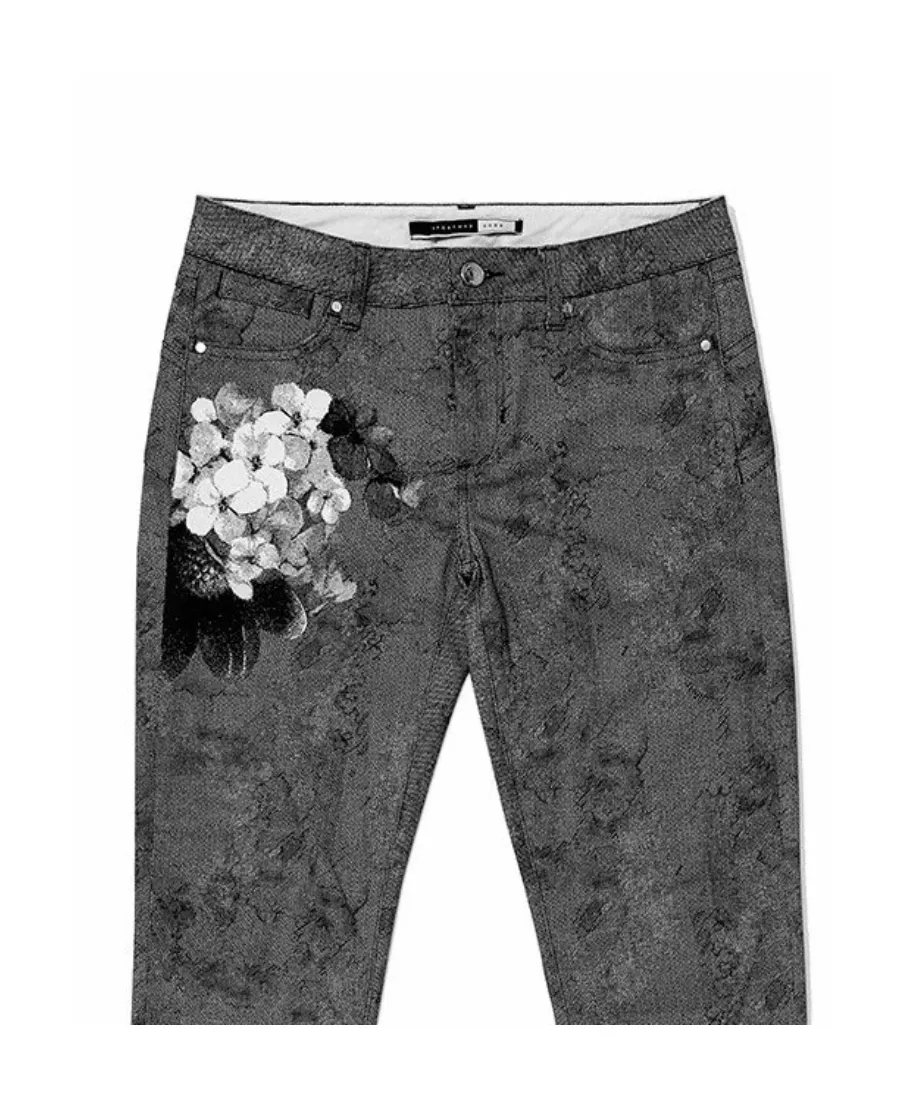 Flower Printed Jeans