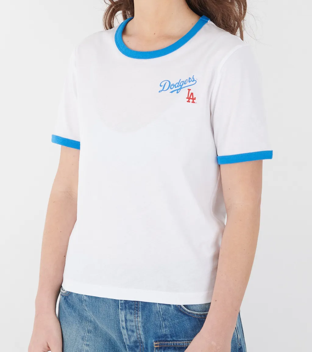 Dodgers Serif Ringer Tee