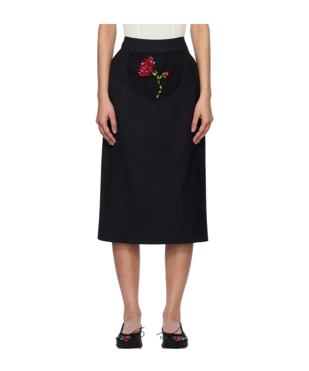 Embellished Flower Peek-A-Boo Skirt