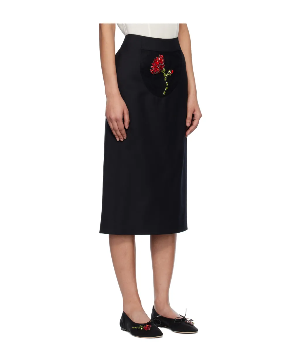Embellished Flower Peek-A-Boo Skirt