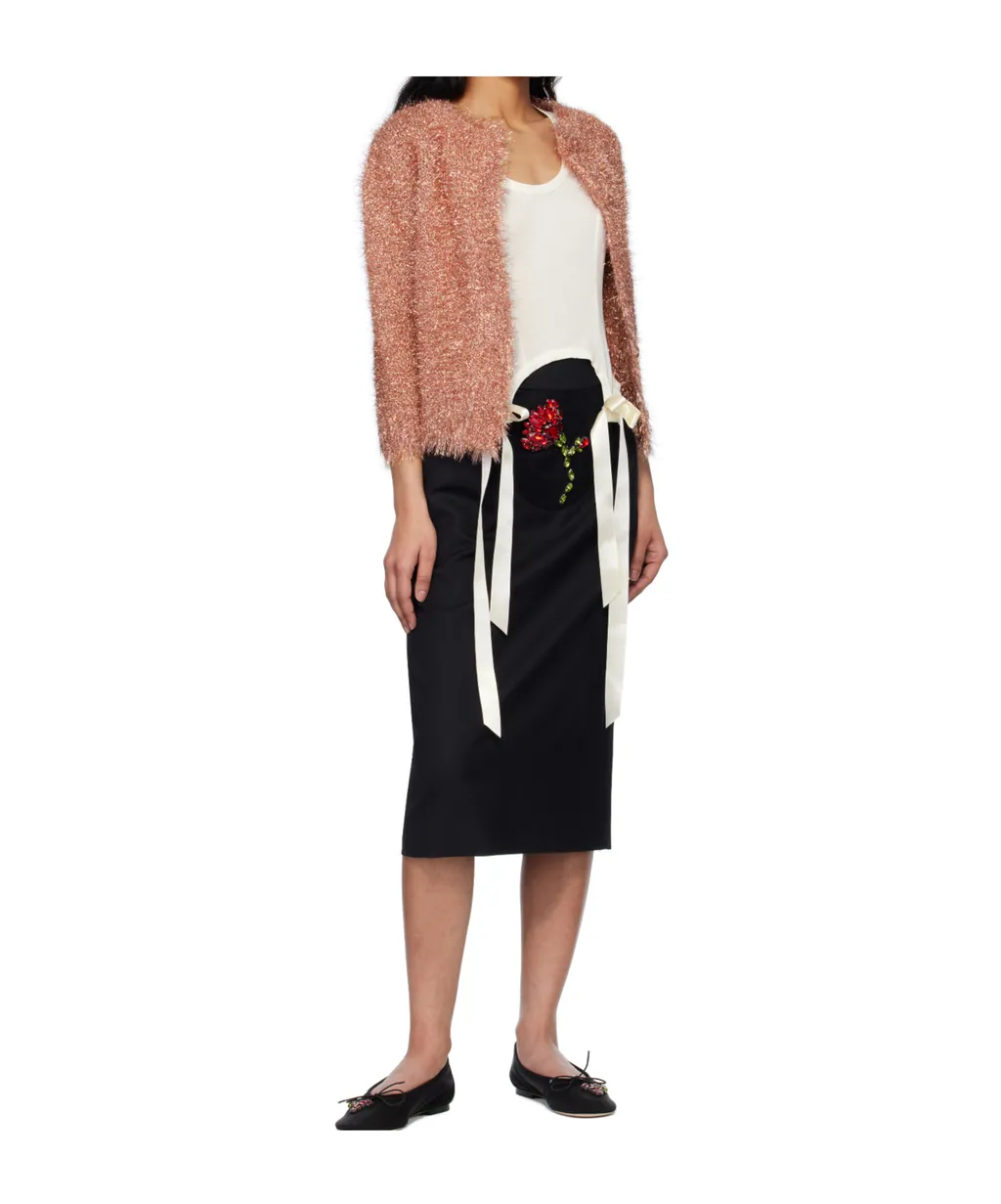 Embellished Flower Peek-A-Boo Skirt