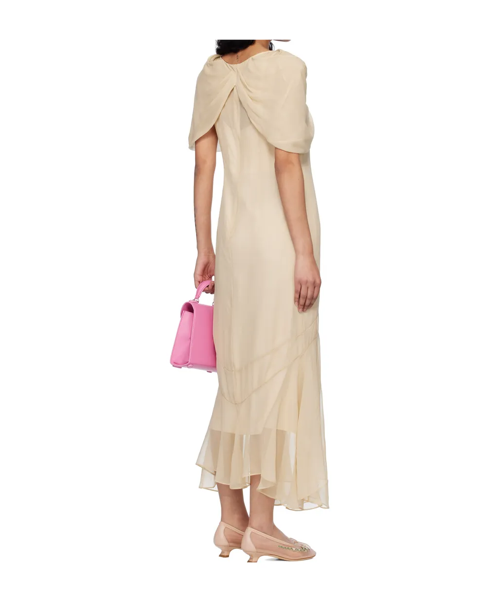 Sheer Bow-Detailed Midi Dress