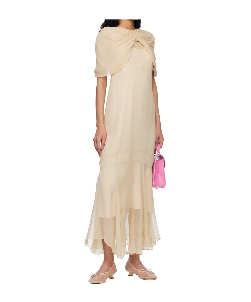 Sheer Bow-Detailed Midi Dress
