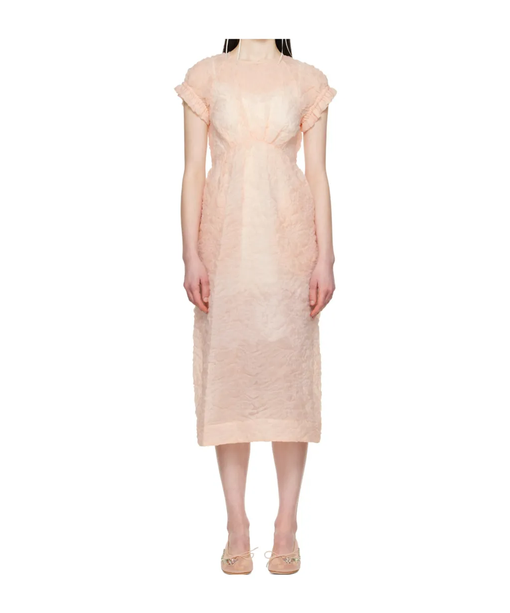 Crinkled-Finish Midi Dress