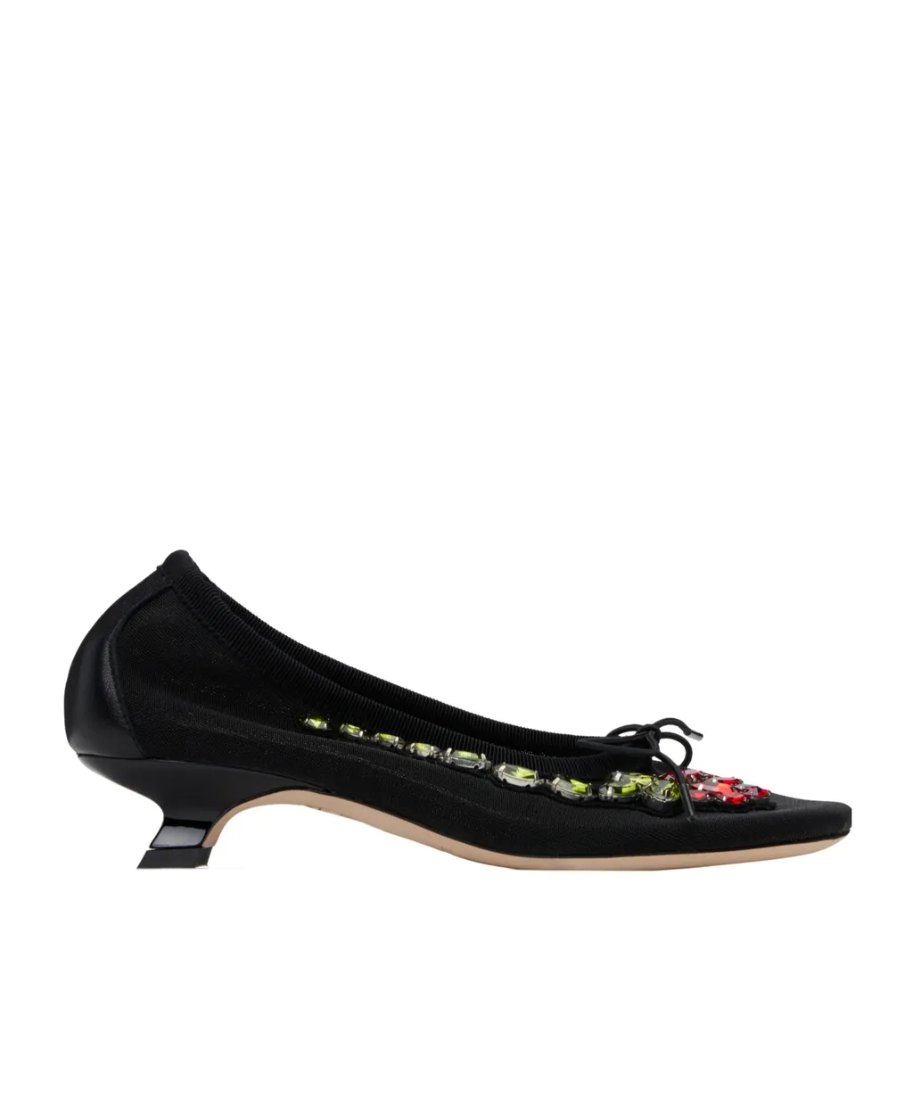 Embellished Flower Ballerina Pumps
