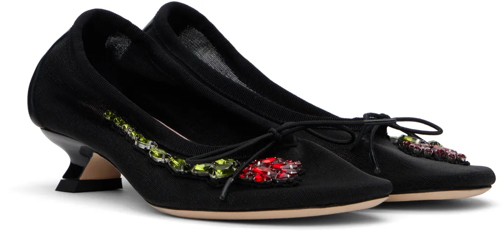 Embellished Flower Ballerina Pumps