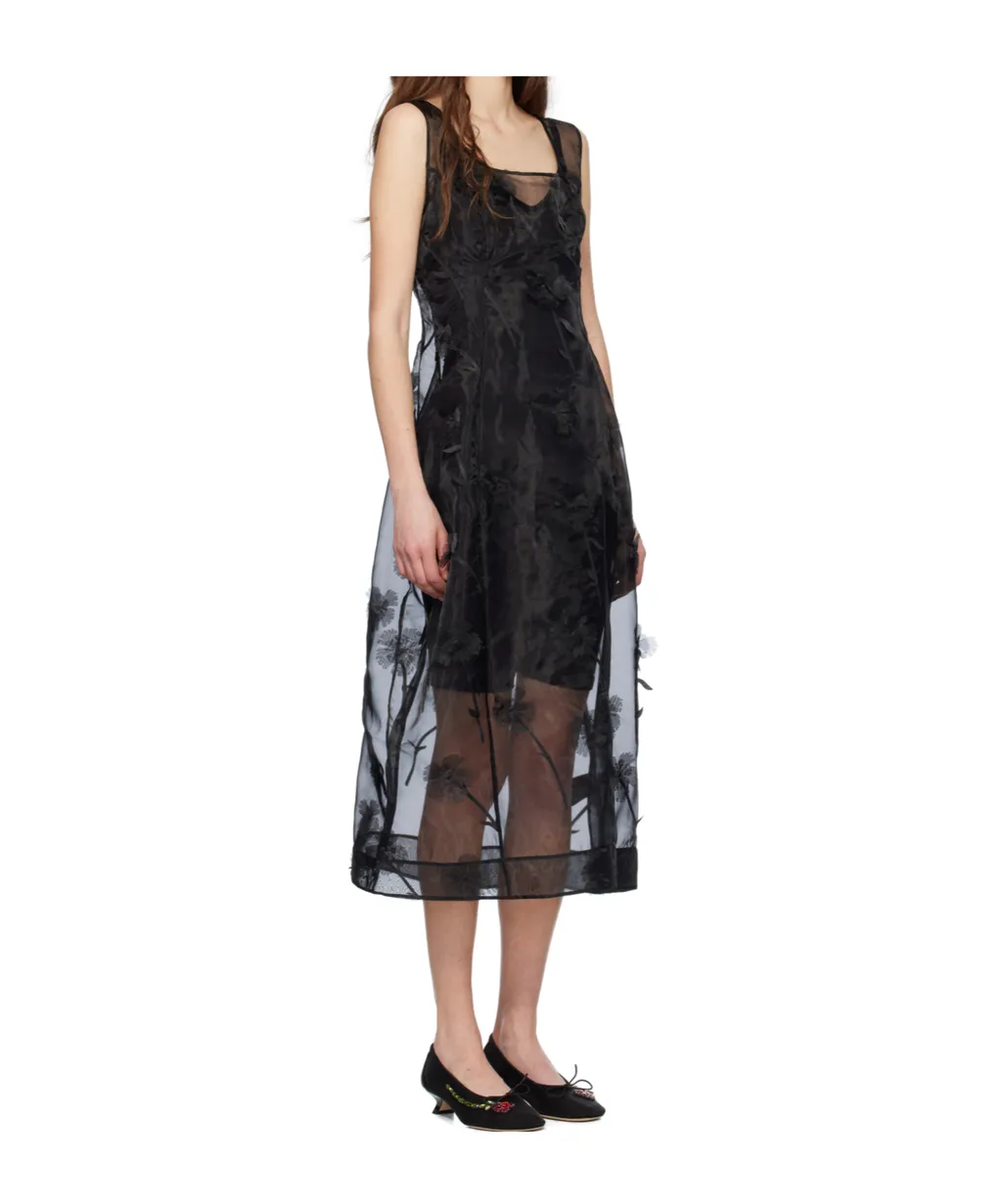 Sculpted Carnation Organza Dress