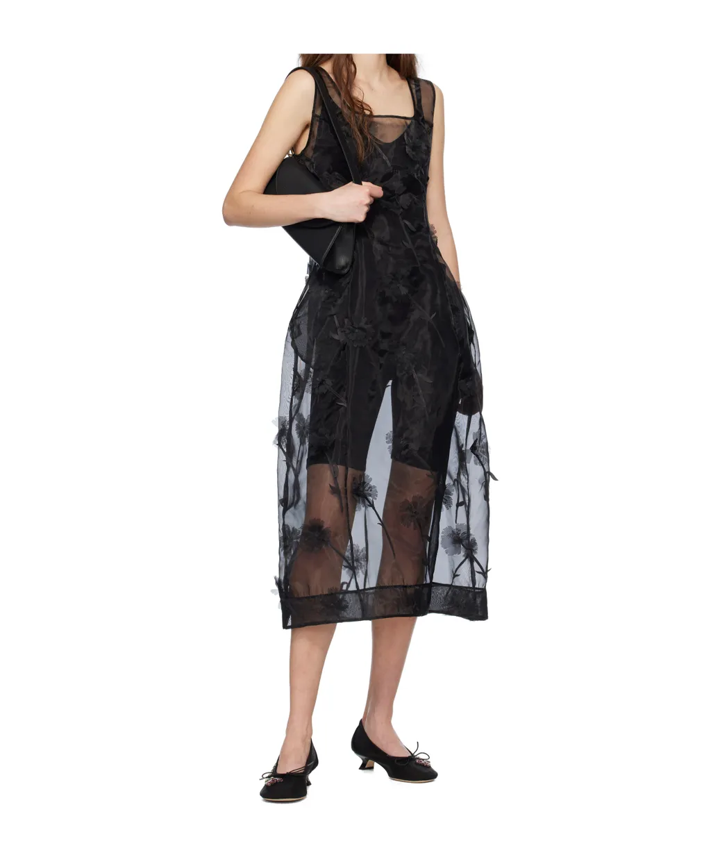 Sculpted Carnation Organza Dress