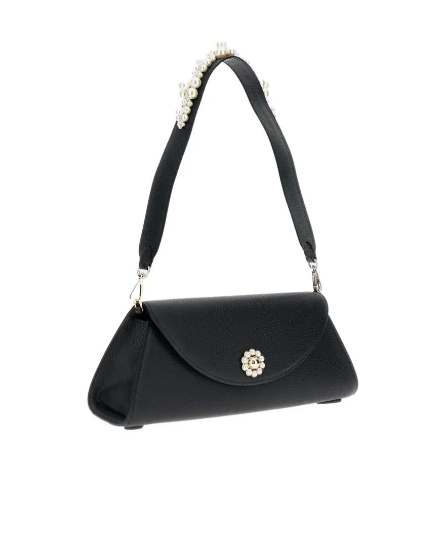 Pearl-Embellished Clasp Shoulder Bag