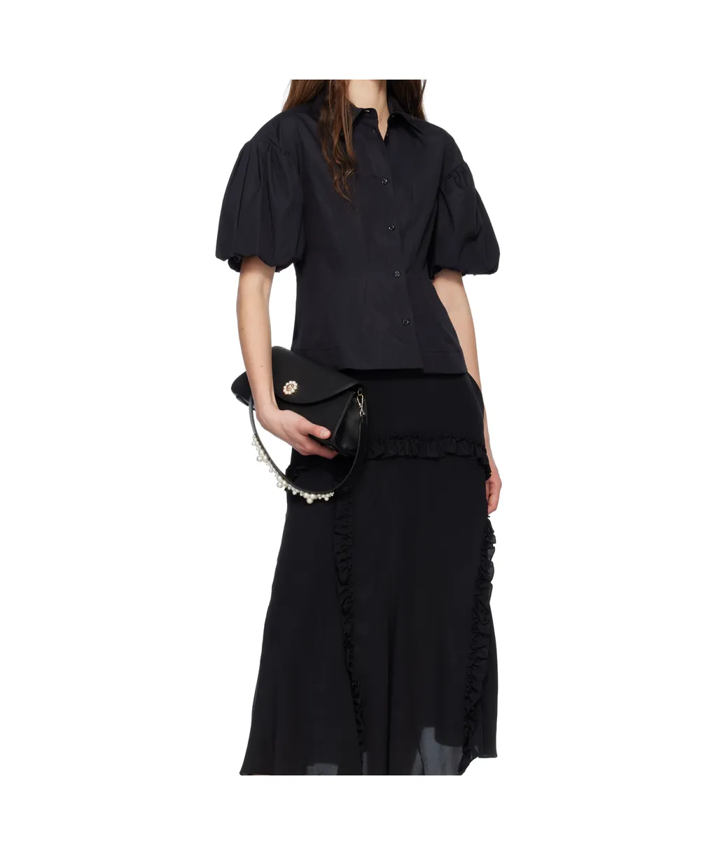Pearl-Embellished Clasp Shoulder Bag
