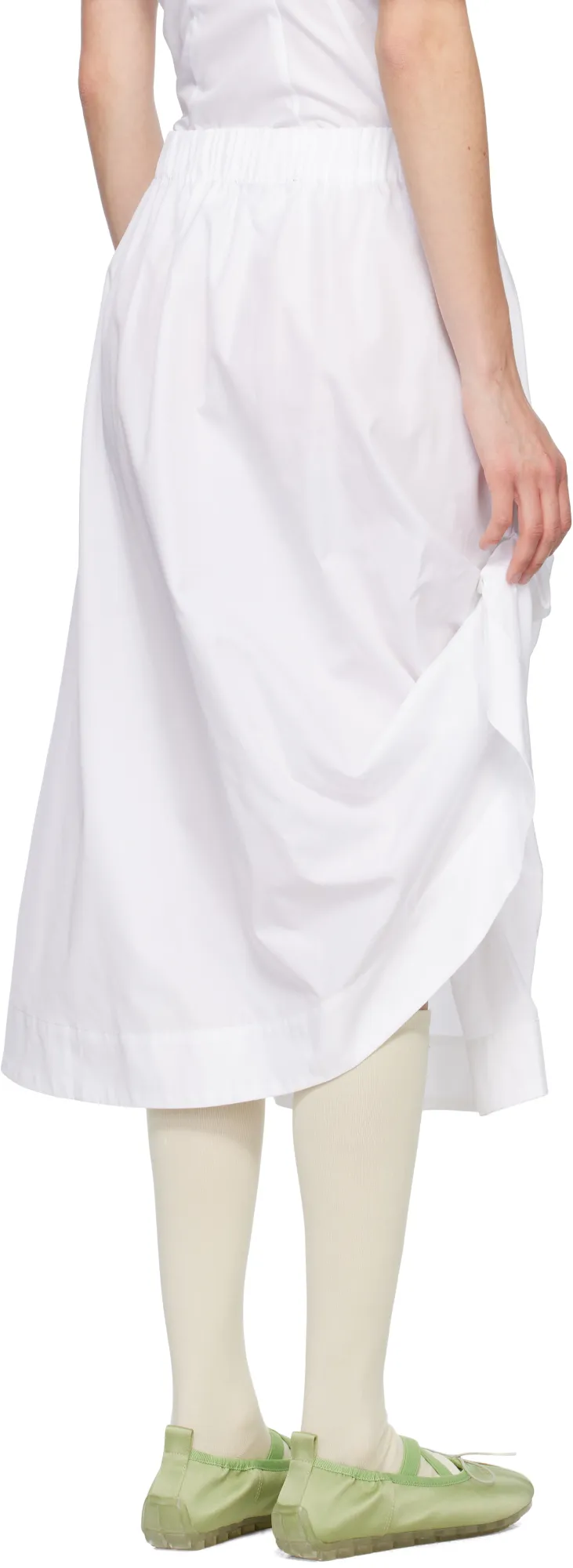 Gathered-Slit Midi Skirt