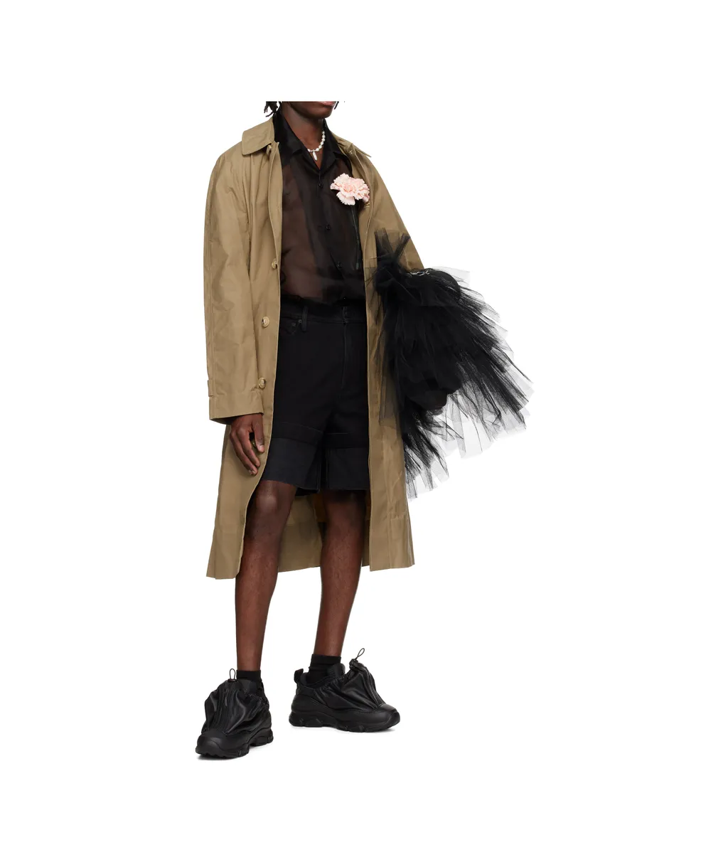 Single-Breasted Long-Sleeve Trench Coat