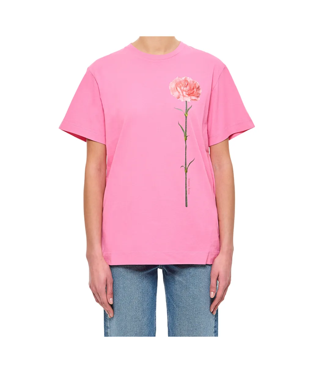 Carnation-Print Crewneck T-Shirt