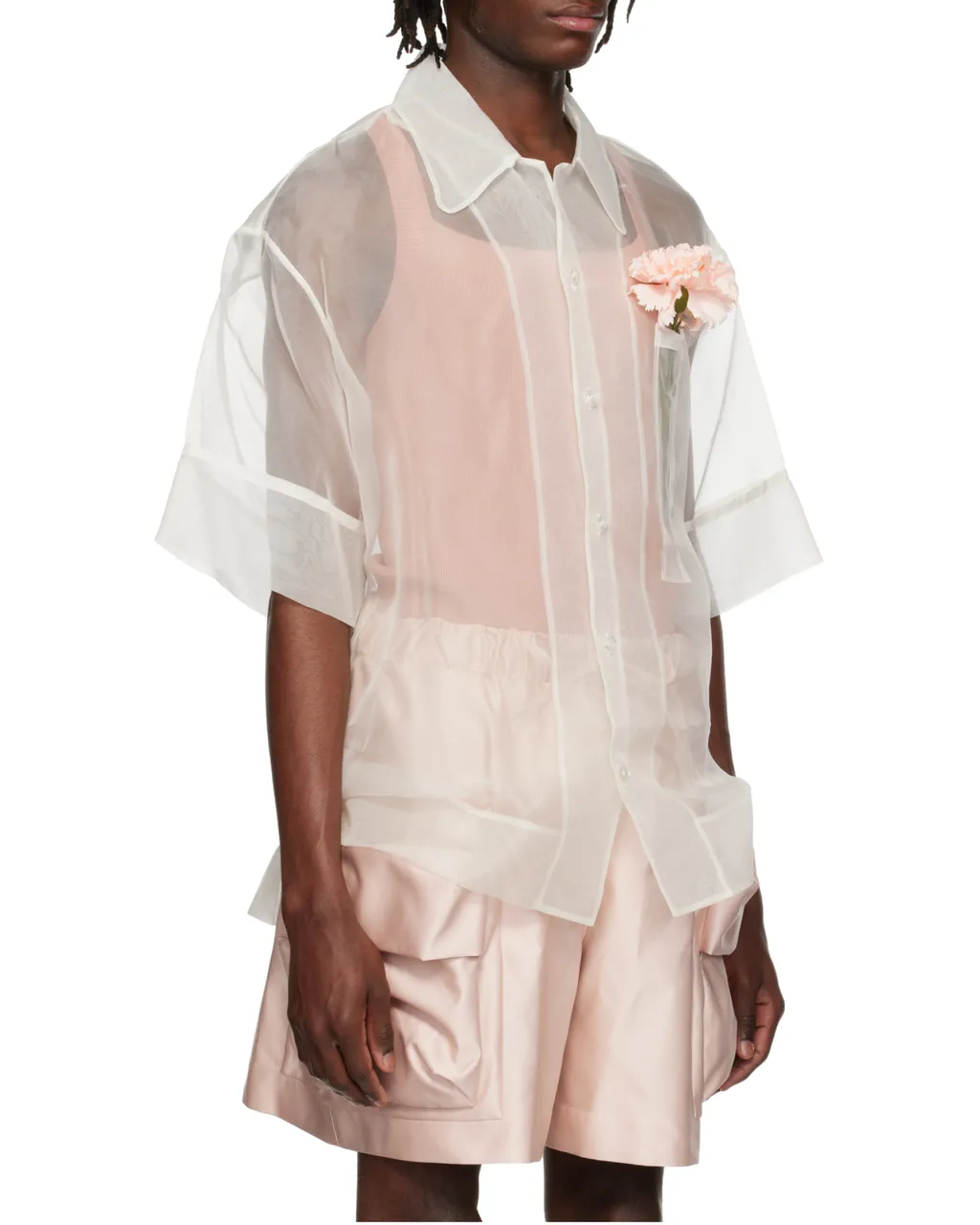 Carnation Pocket Boxy Semi-Sheer Shirt