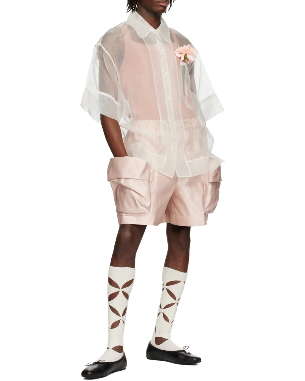 Carnation Pocket Boxy Semi-Sheer Shirt