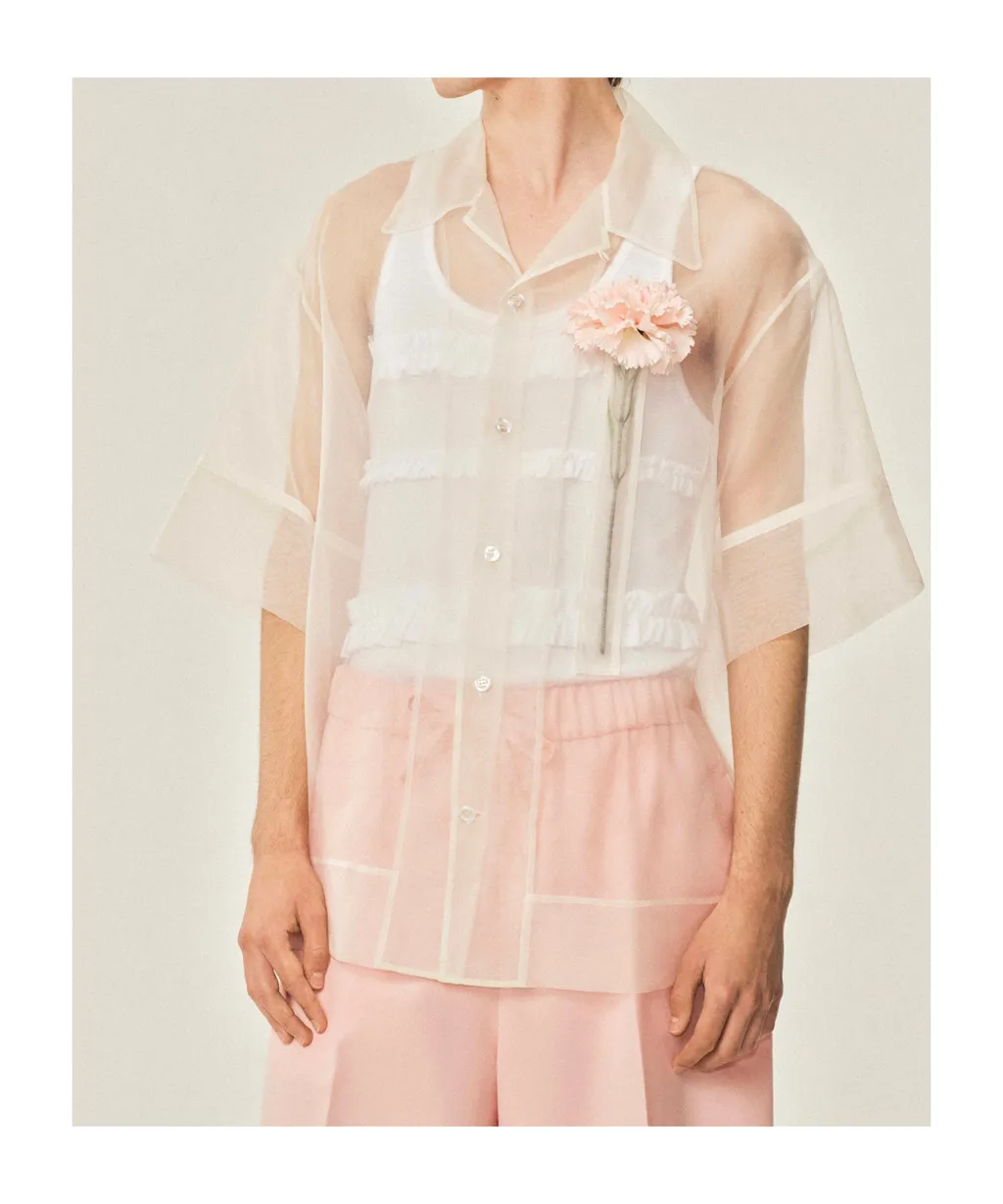 Carnation Pocket Boxy Semi-Sheer Shirt