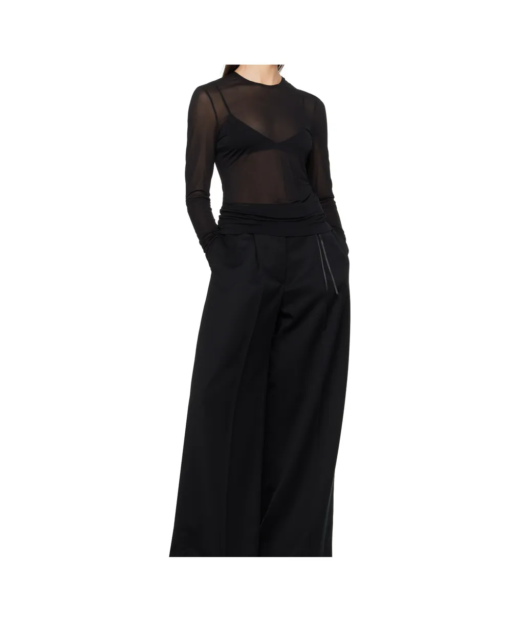 Black Sheer Fitted Ballet Mesh T-Shirt
