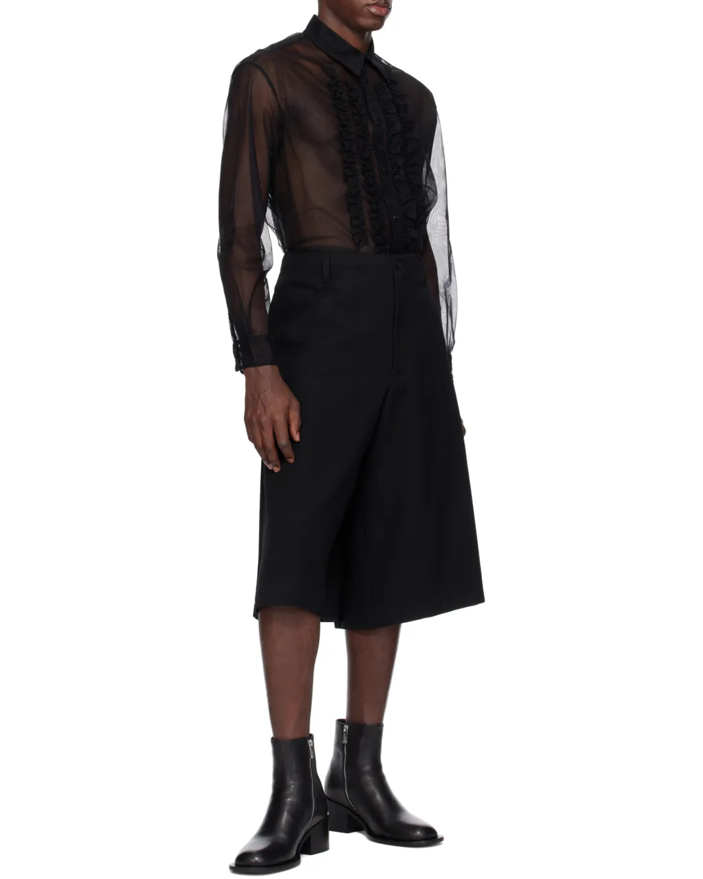 Sheer Ruffle Bib Prom Shirt