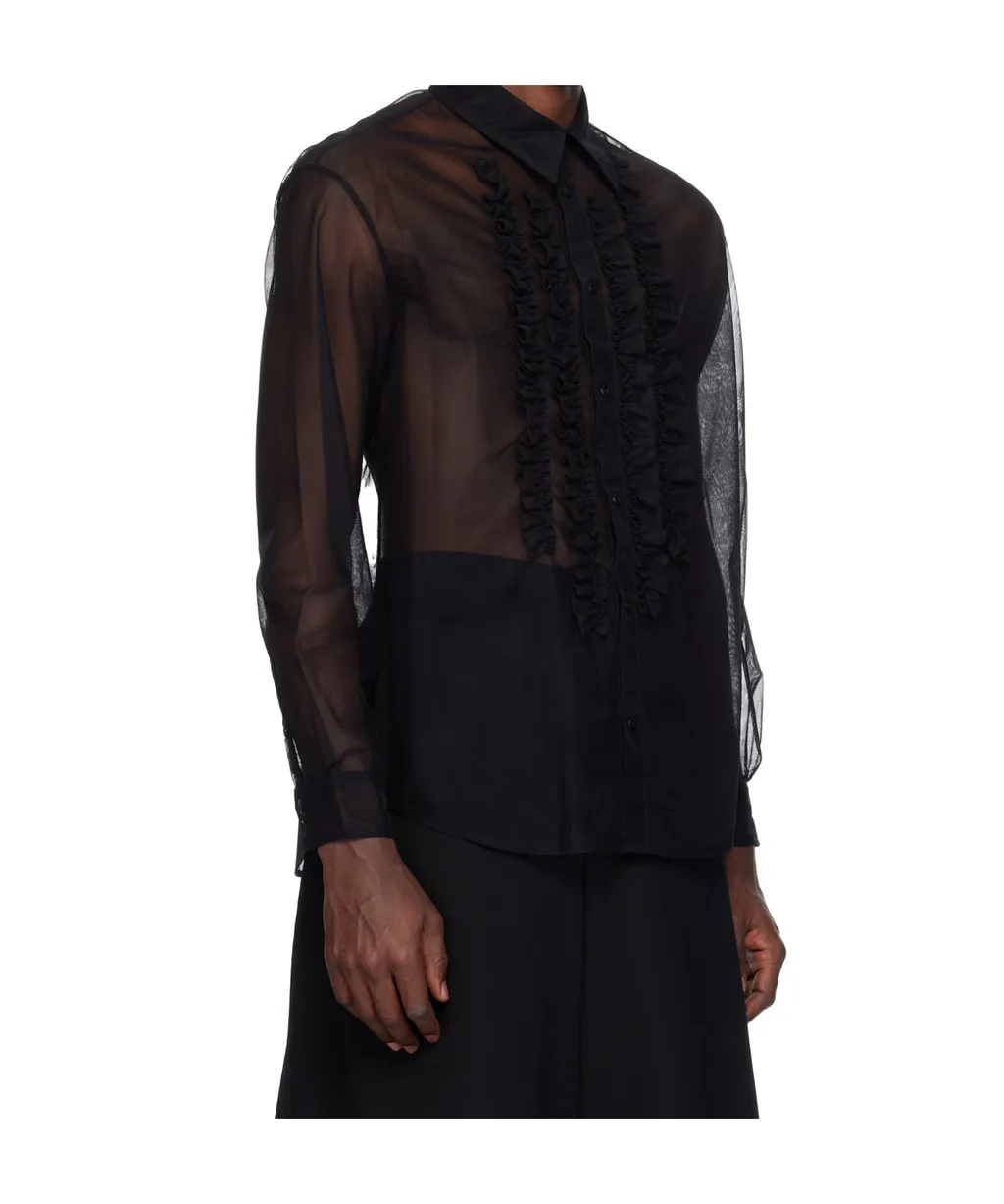 Sheer Ruffle Bib Prom Shirt