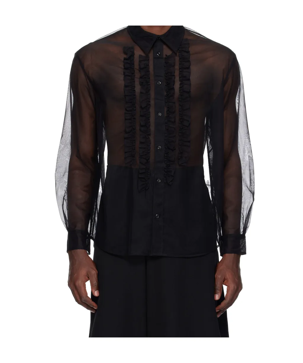 Sheer Ruffle Bib Prom Shirt