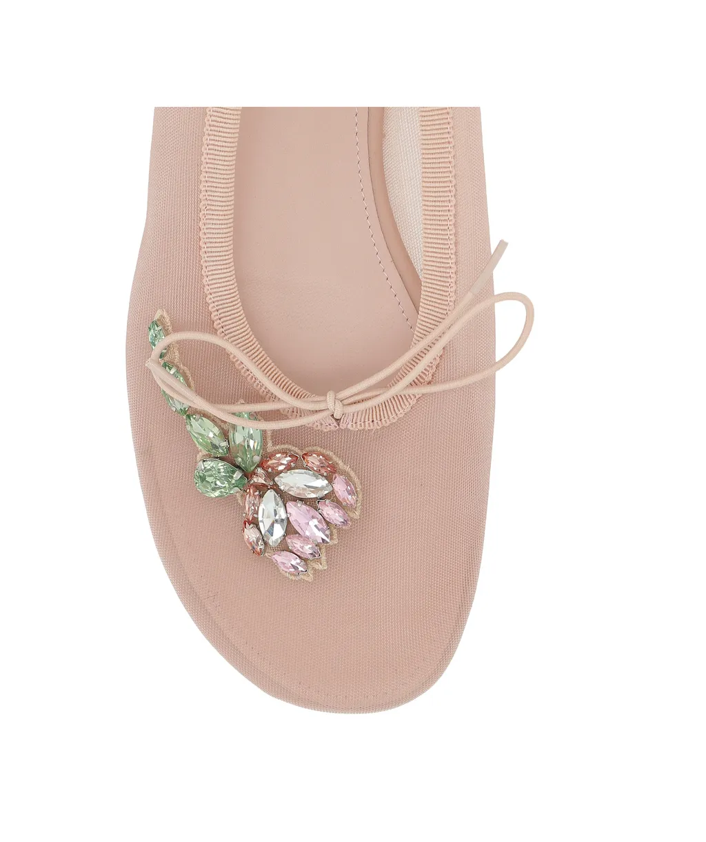 Embellished Bow Detailed Flat Shoes