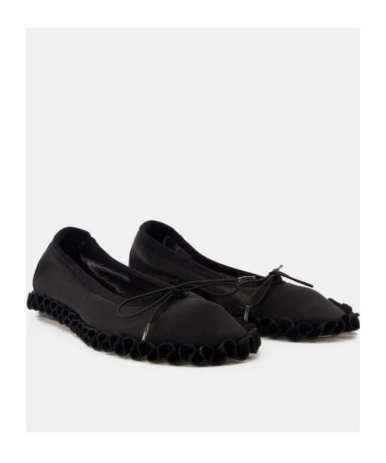 Frilled Mesh Slip-On Ballet Flats