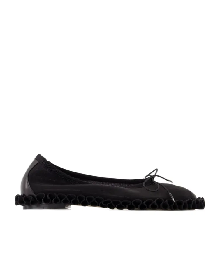 Frilled Mesh Slip-On Ballet Flats