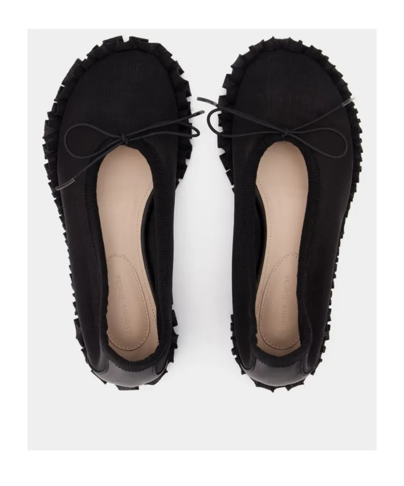 Frilled Mesh Slip-On Ballet Flats