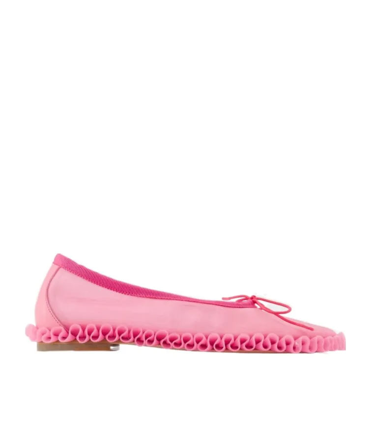 Frilled Mesh Slip-On Ballet Flats